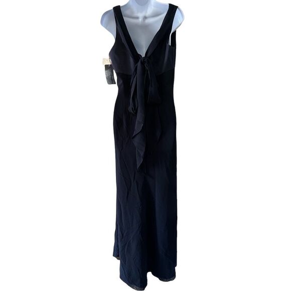 🔥 SALE 🔥 NEW Vintage Adrianna Papell Evenings Navy Blue Sleeveless Long Dress 10 - Picture 2 of 15